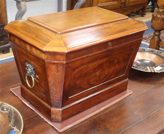 An early 19th century mahogany sarcophagus wine cooler W.75cm